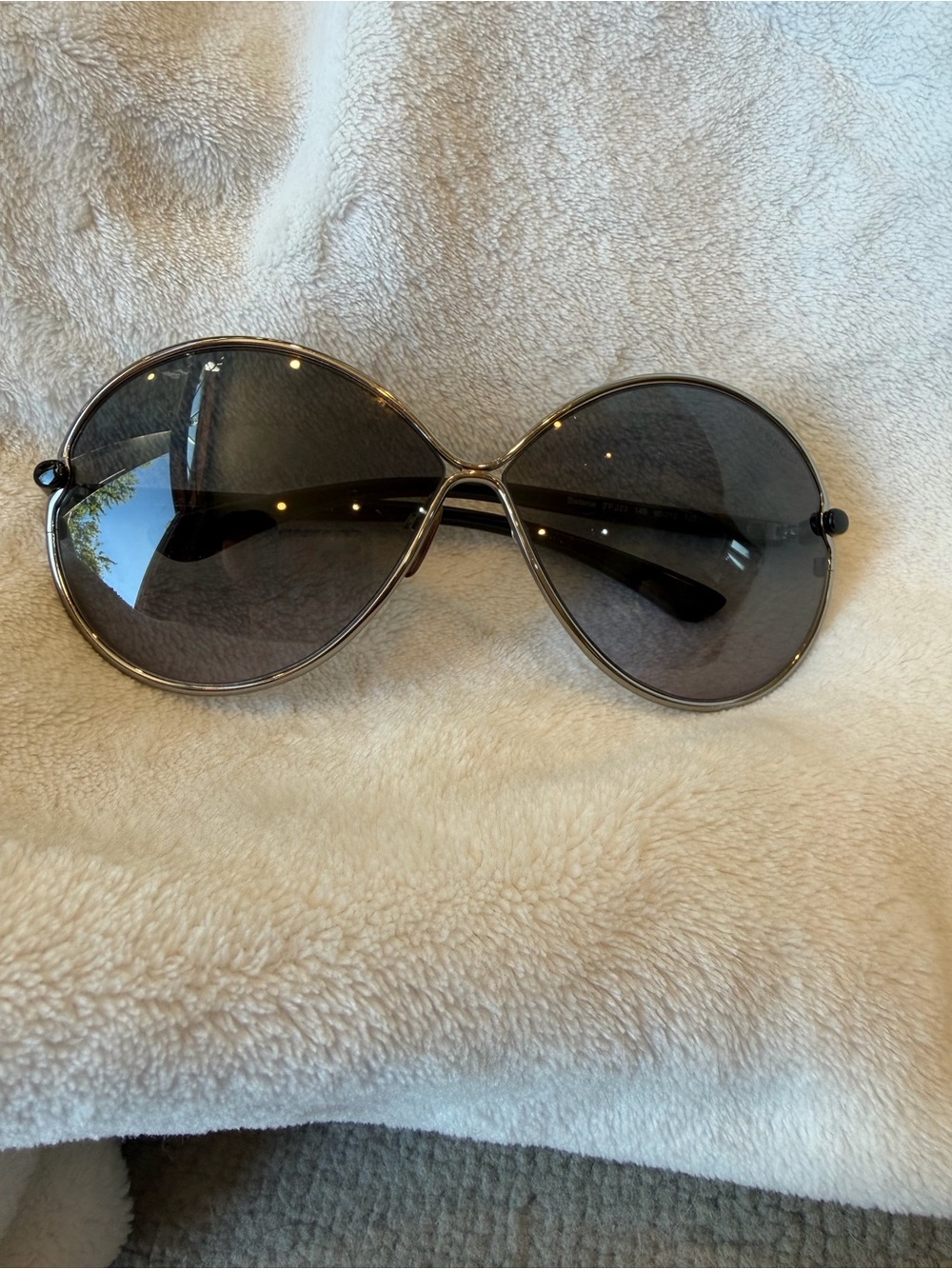 Tom Ford Oversized Round Sunglasses in Black and Silver